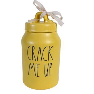 Rae Dunn Yellow Ceramic Canister Crack Me Up Lid Kitchen Decor Farmhouse